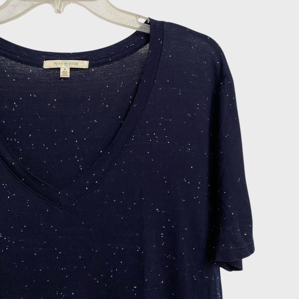 Anthropologie Pure + Good Oversized V-Neck Shirt Women's M Short Sleeve Comfy - Picture 5 of 13